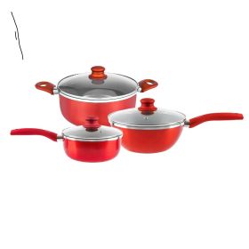 Nonstick Pot and Pan Set-Wok, Soup, Milk Pot Set RED